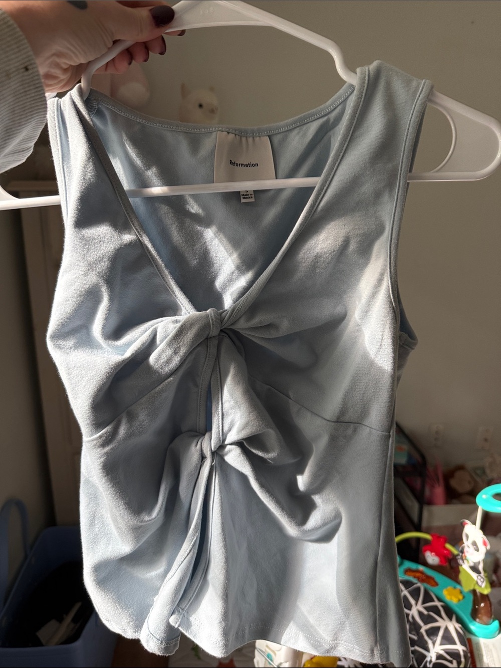 Reformation Pale Blue Twist-Front Tank